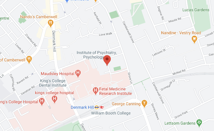 Map of Maudsley Hospital, London, location of BioResource Centre