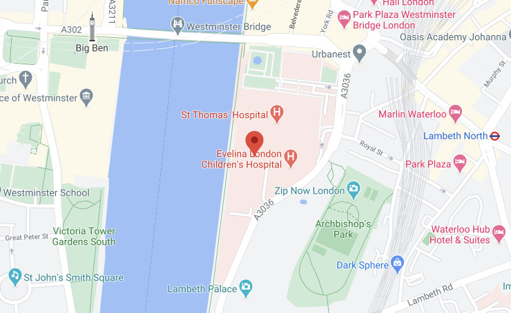 Map of Guy's and St Thomas' Hospital, London, location of BioResource Centre