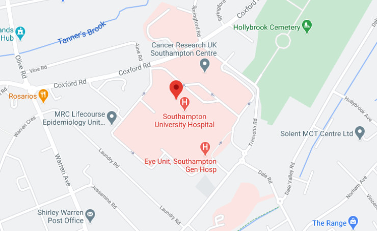 Map of Southampton location of BioResource Centre