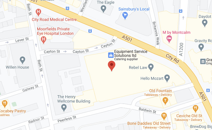 Map of London location of London, Moorfields Centre